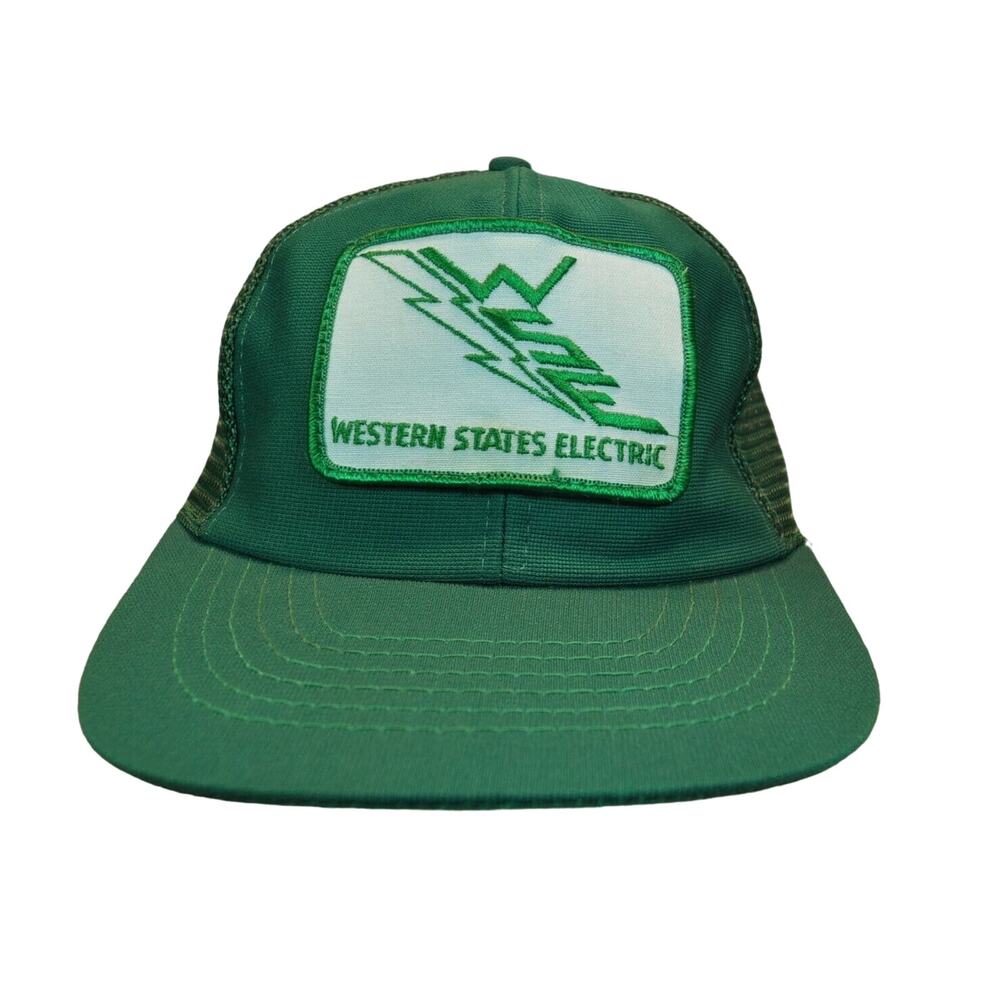 Vintage 80s WESTERN STATES ELECTRIC Trucker Hat Cap Snapback Green RARE